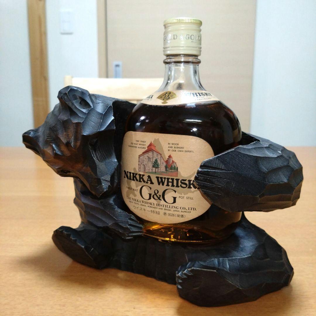 【昭和レトロ】◆ニッカウヰスキー◆G＆G 北海道限定ボトル◆木彫り熊◆380ml