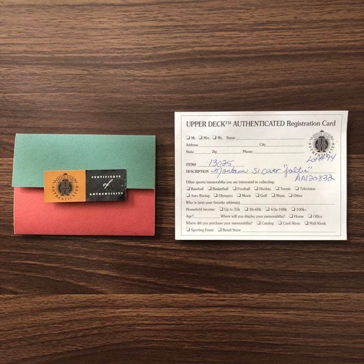 ジョーモンタナ　直筆サイン　アッパーデック社