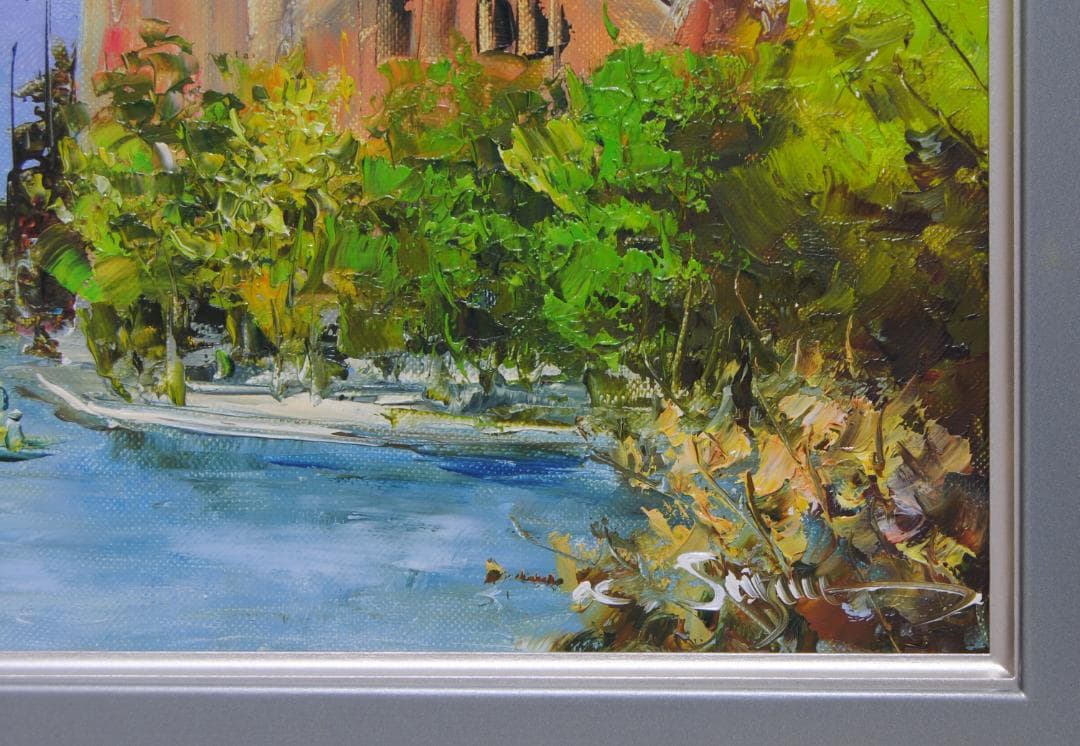 西条巧 神戸山手風景 栄光教会 風景画 絵画 油絵 油彩画 市電 路面電車