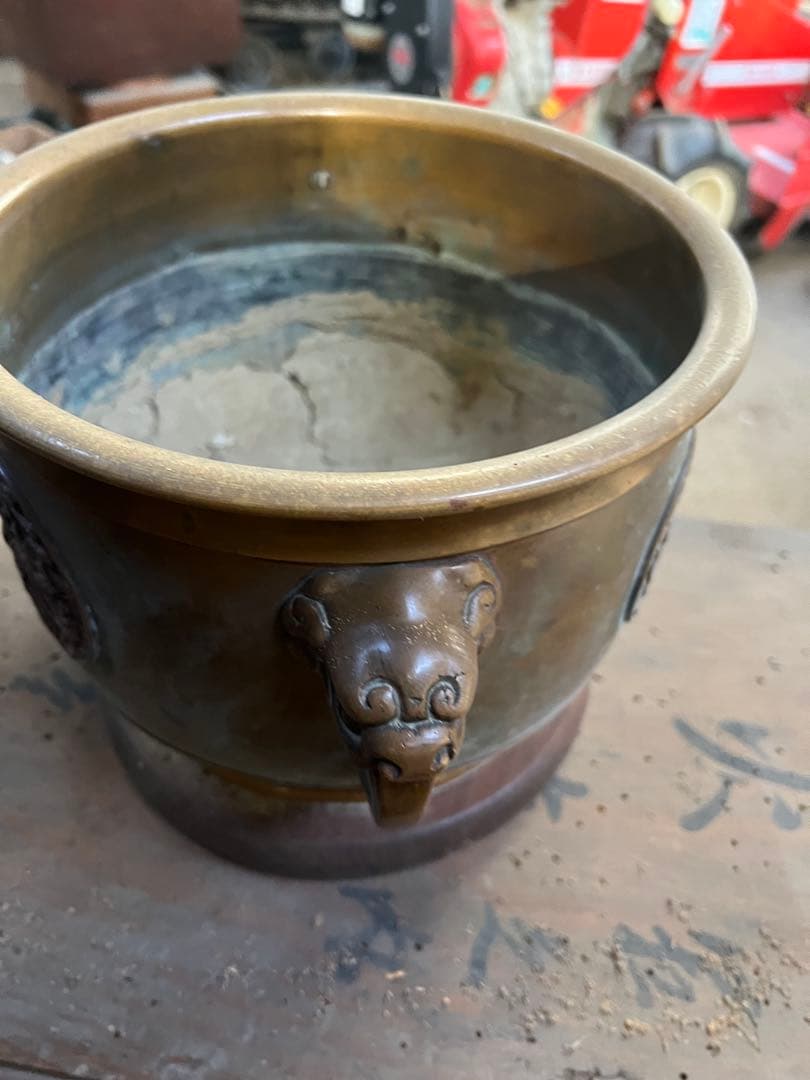 銅製火鉢　箱付き　当時物