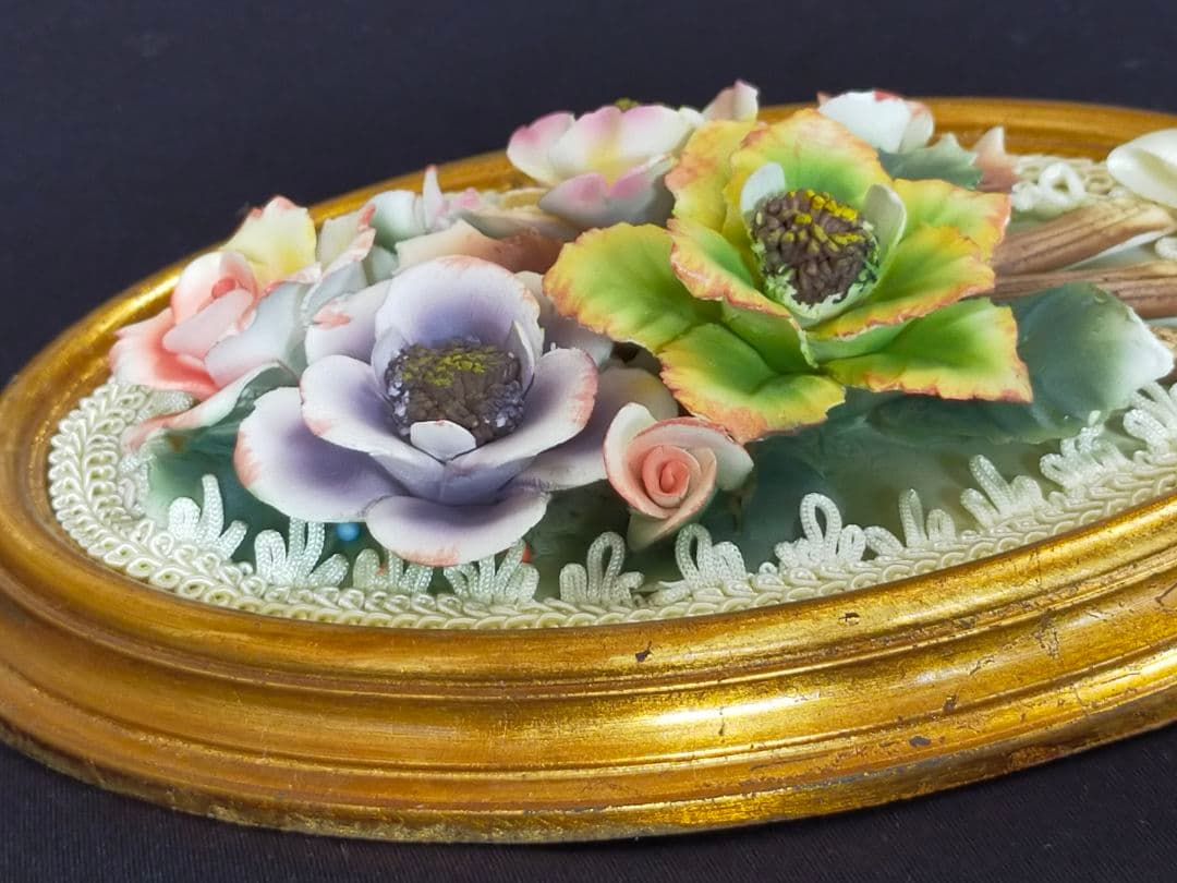 アンティーク フラワーオーバルフレーム ゴールド