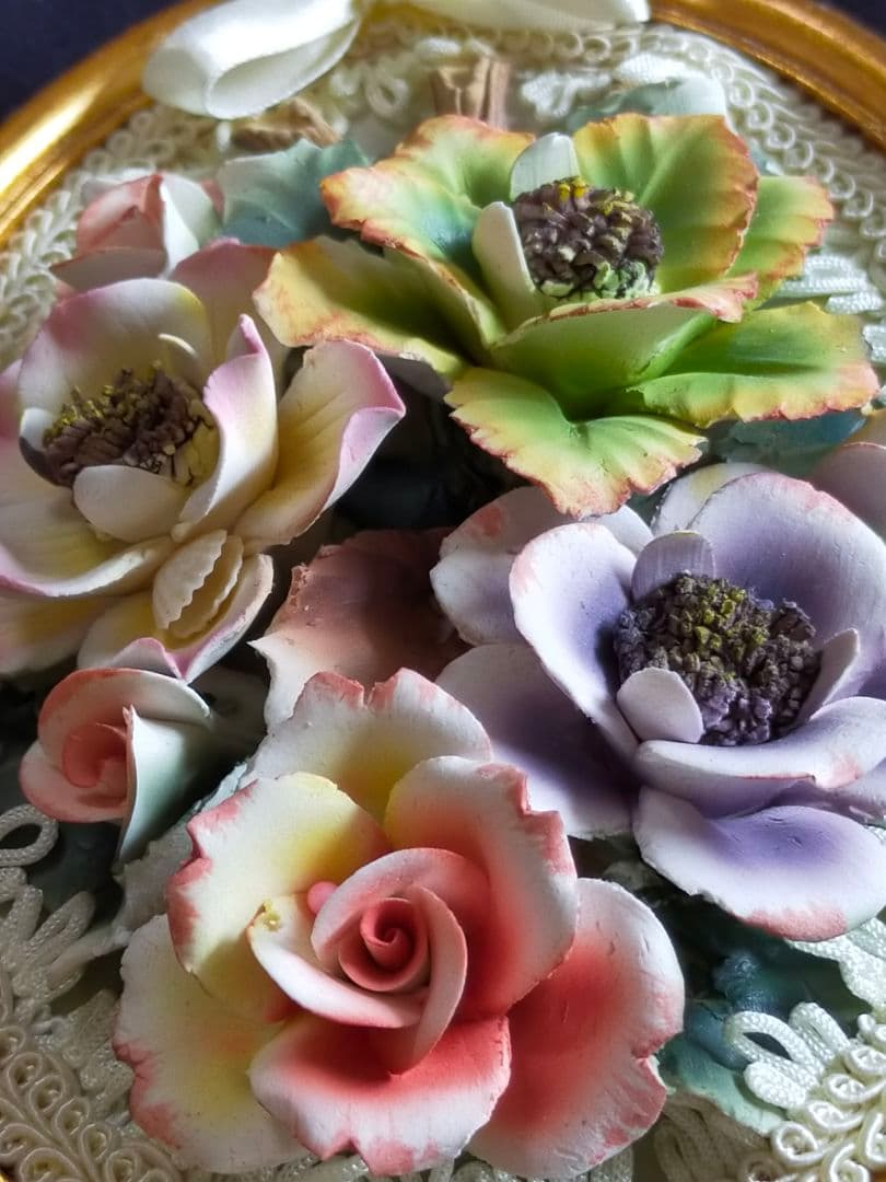 アンティーク フラワーオーバルフレーム ゴールド