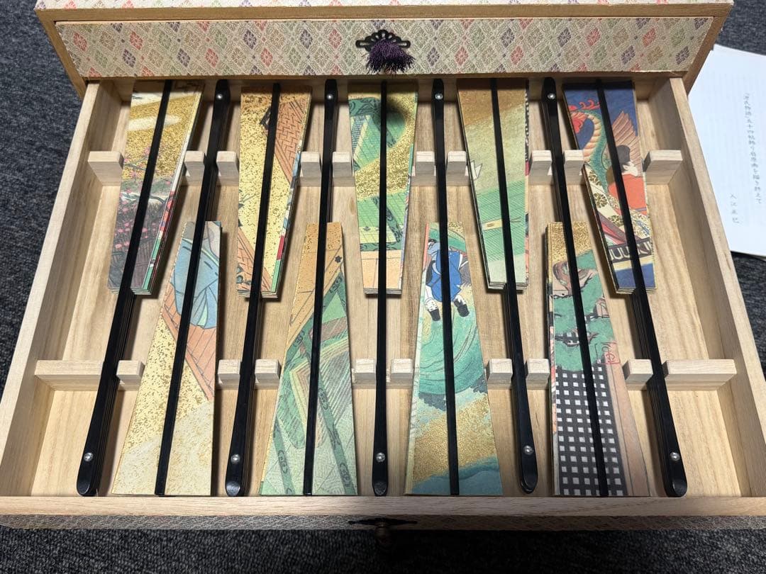 【 源氏物語飾り扇 】フランクリン画廊 解説書付き 27本 源氏物語 扇