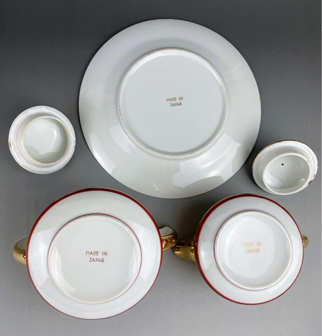 【希少】九谷焼 1000クレーン 鶴 シュガーボウル クリーマー 皿 プレート