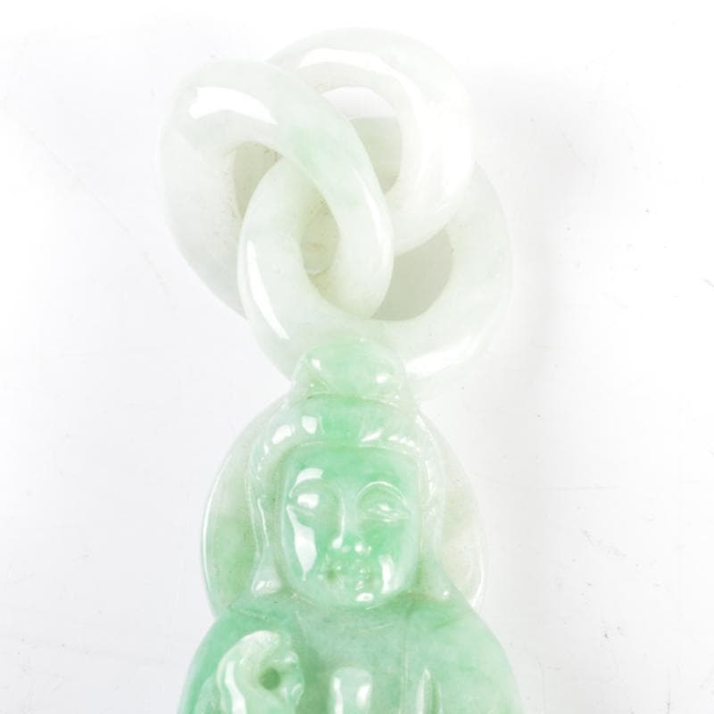 かぼちゃもち玉石翡翠玉彫刻　釈迦如来像　仏像　根付　鑑定書付　C　4642