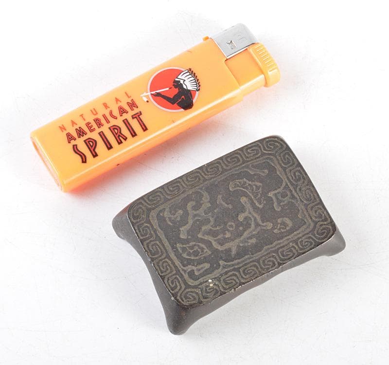 中国　古銅　龍雷文　墨床　飾り台　V R4785