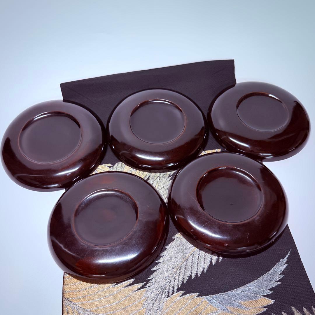 漆器輪島塗　金蒔絵金彩　沈金木製　中皿　10客　時代物