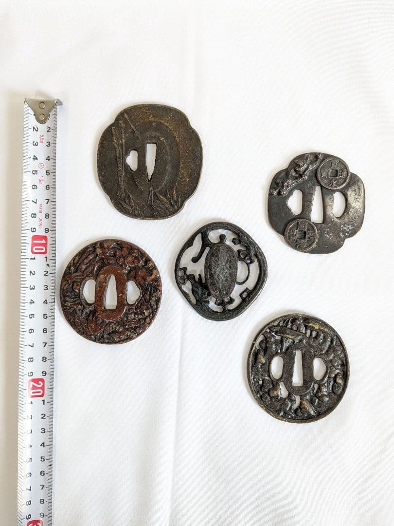 刀装具 鍔 透かし 日本刀 骨董品 5点セット