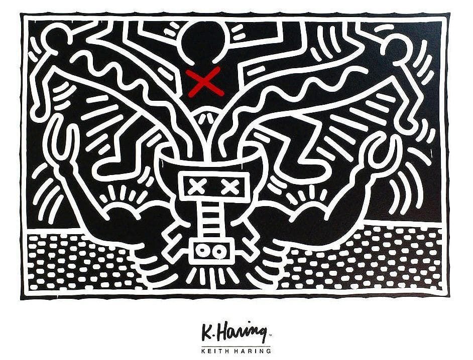 額装済/Untitled 1985（キース ヘリング）