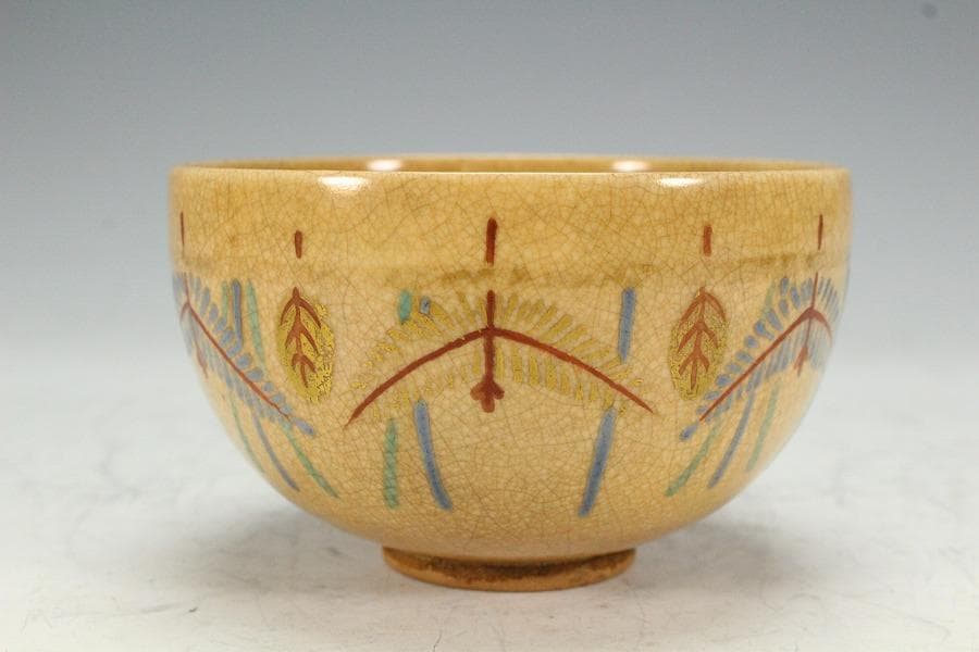 茶道具 古清水 しめ縄絵 茶碗 美品(K-BB519)