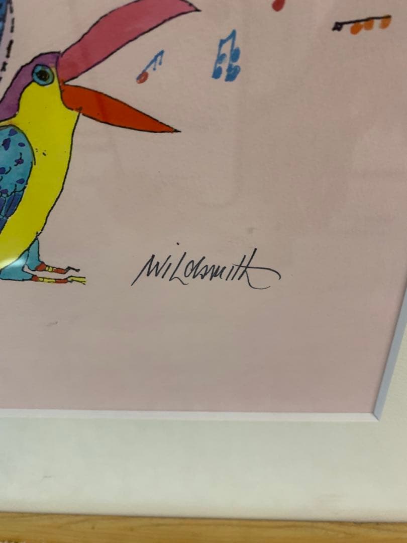 Milton Smith 鳥のイラスト★絵★額縁★名俳優★ノートのおまけ付き