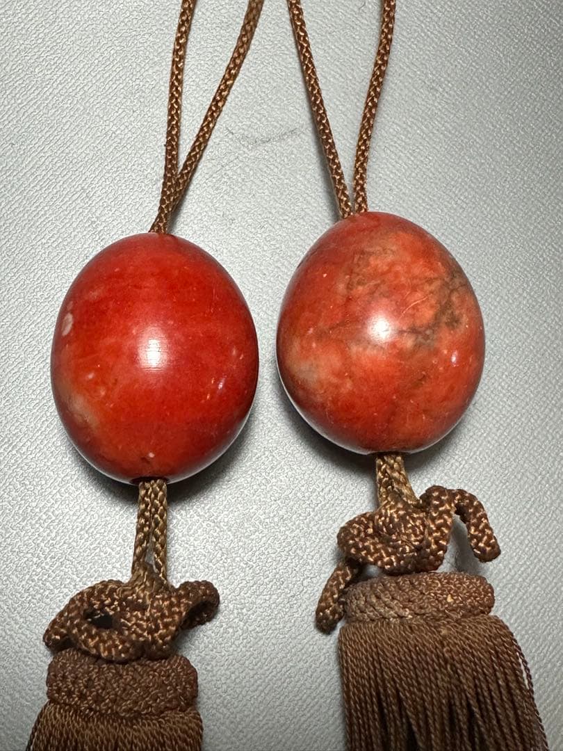 赤玉　風鎮　掛け軸飾り　房飾り　中国美術　検索:珊瑚　サンゴ　瑪瑙　赤石