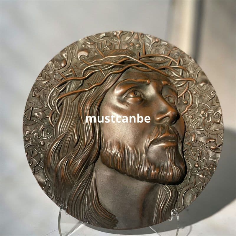 浮彫り イバラをかぶった人物頭芸術装飾客間 玄関 装飾品 工芸品 置物