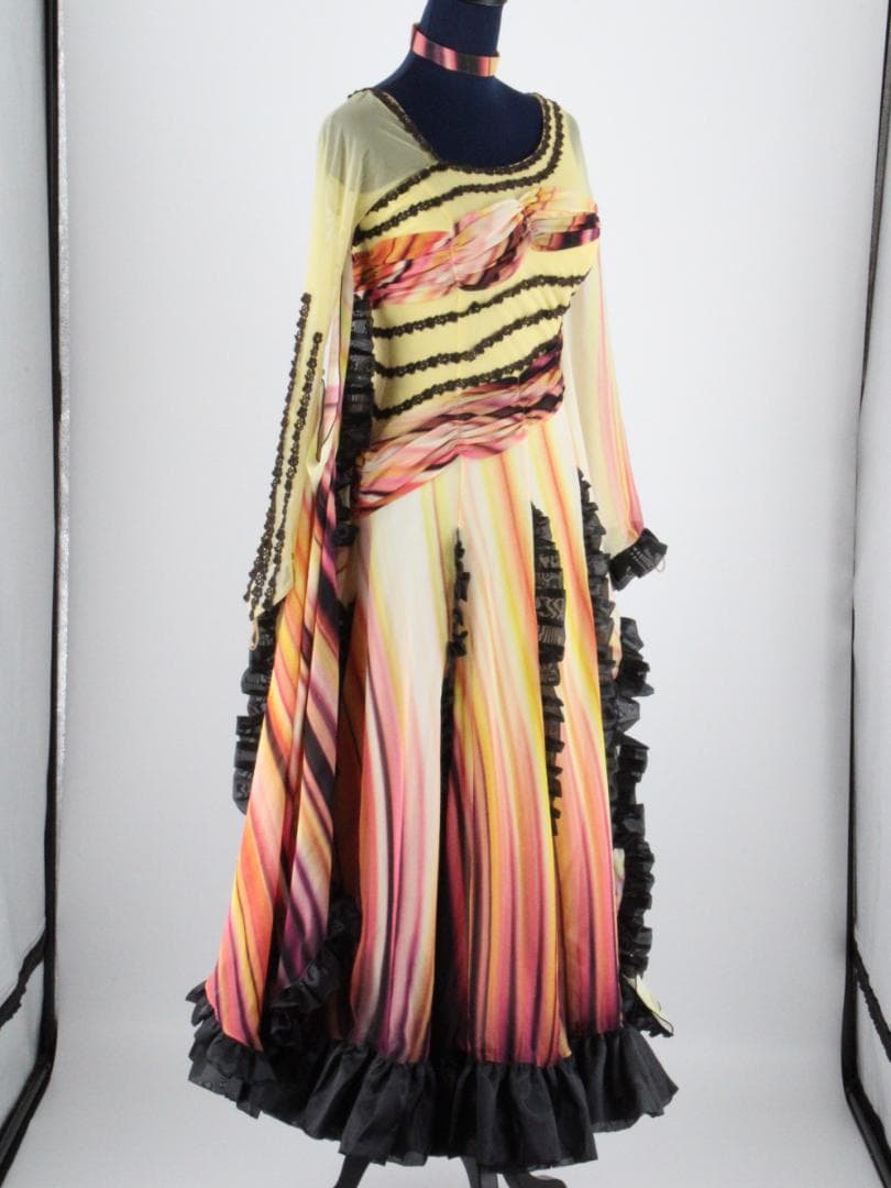 【未使用タグ付き 日本製 社交ダンス衣装】グラデーション サンヨシムラ ドレス