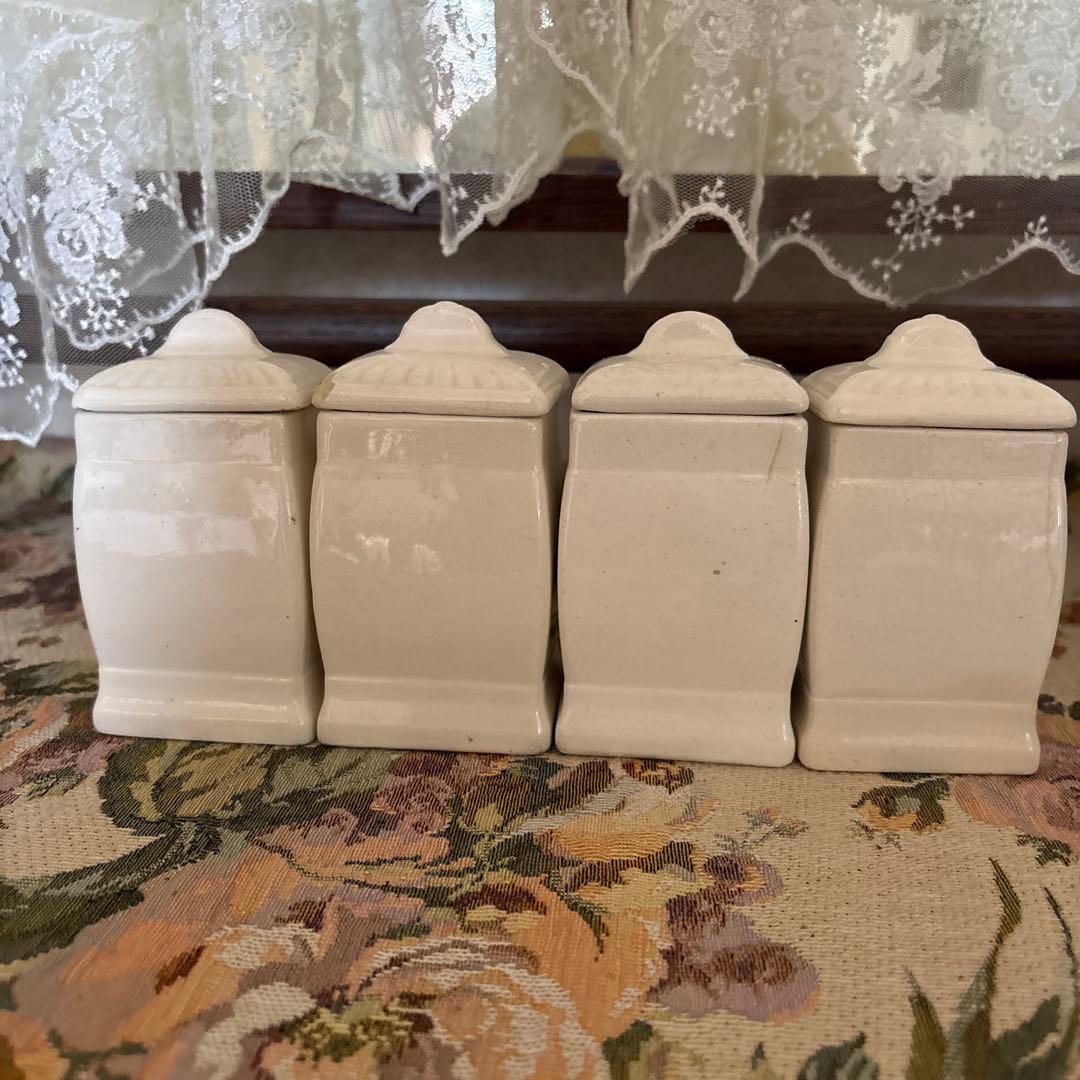 ドイツ　アンティーク　陶器スパイスセット 薔薇、花柄装飾柄