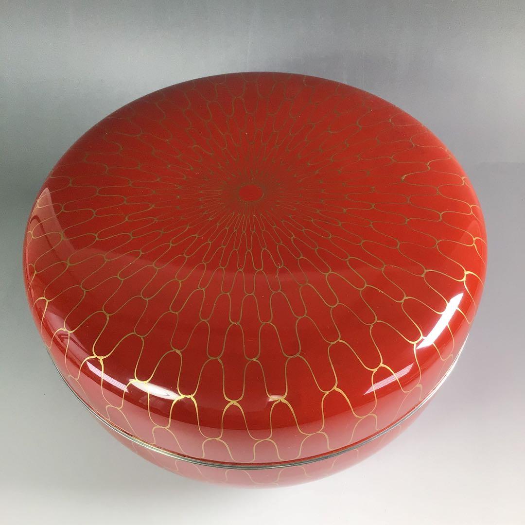 Ｒ３８２　喰籠　『岡本陽斎作』『大徳寺　藤井誡堂　箱書』『朱塗金網目蒔絵』　共箱