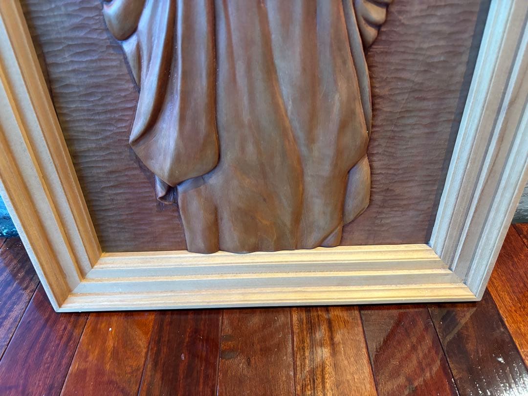 70cm 天然木 彫刻 観音像 レリーフ 木彫り 仏像