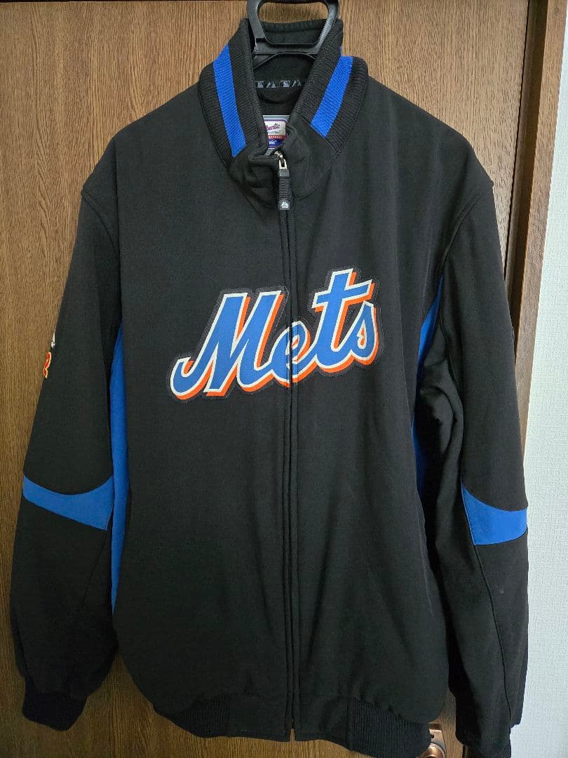 ニューヨーク・メッツ　Mets ジャケット 黒/青 MLBロゴ付きグランドコート