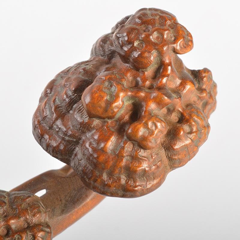 中国　唐木瘤木彫刻　霊芝刻　如意　筆置　C　7366E