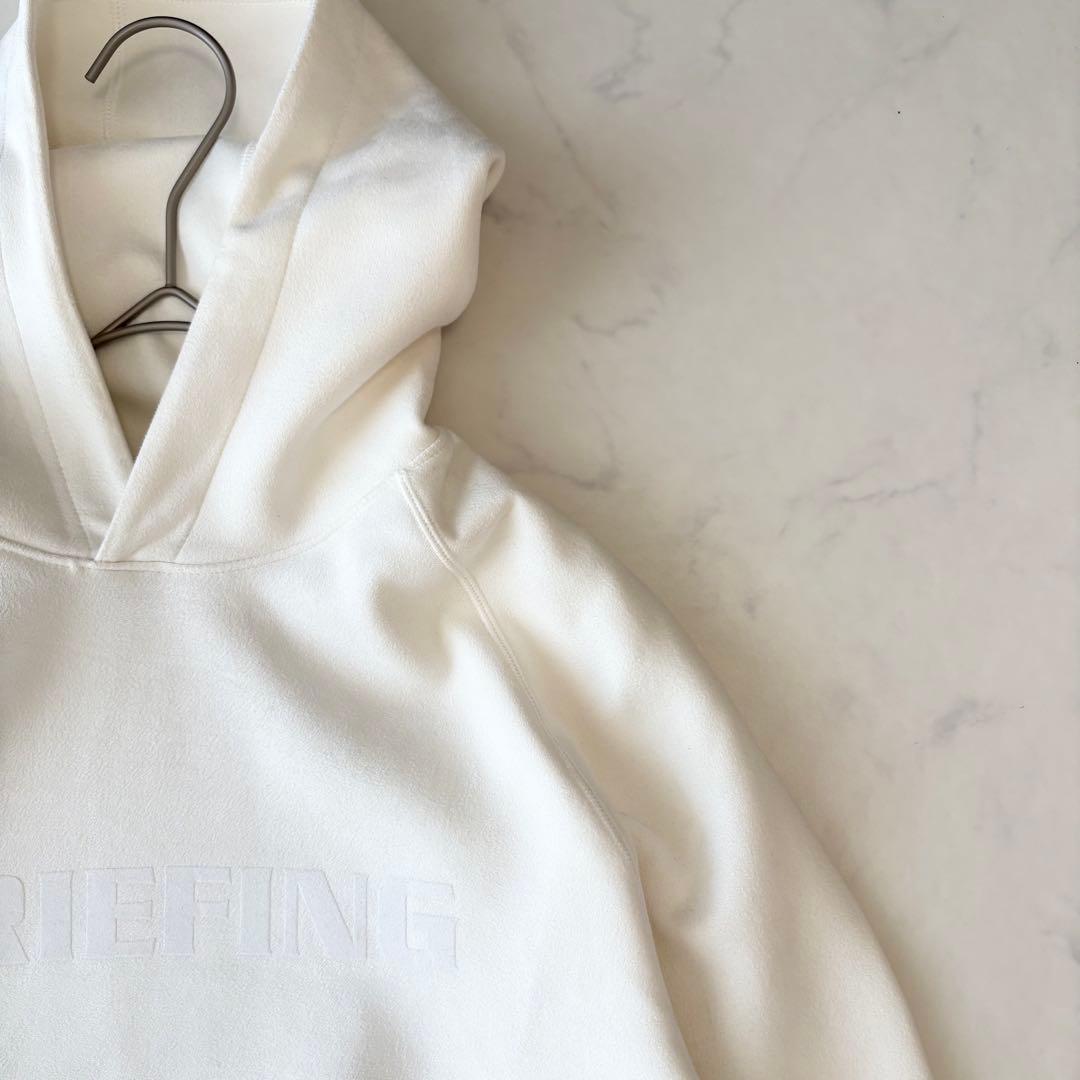 ブリーフィング BRIEFING フード パーカー スエード ロゴ 白 ✨美品