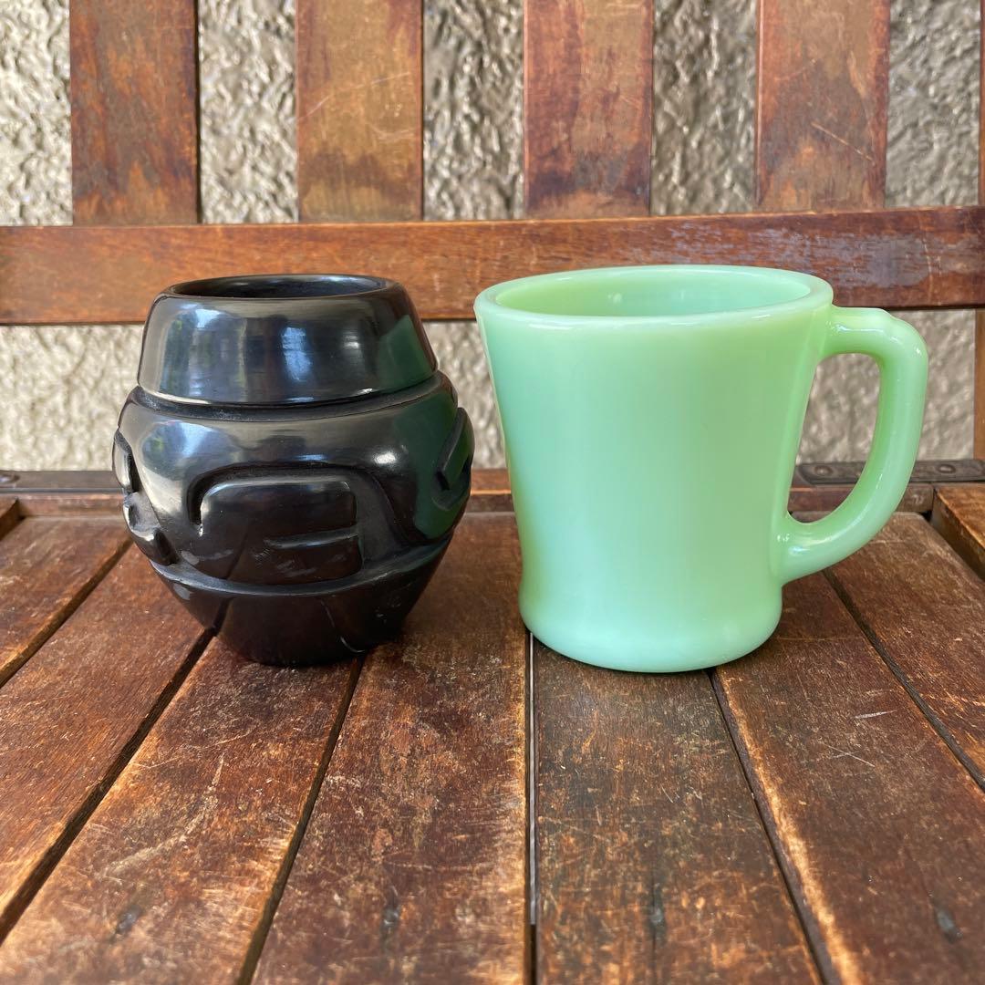 希少品！ネイティブ　サンタクララ黒壷　プエブロアメリカアンティーク　インディアン