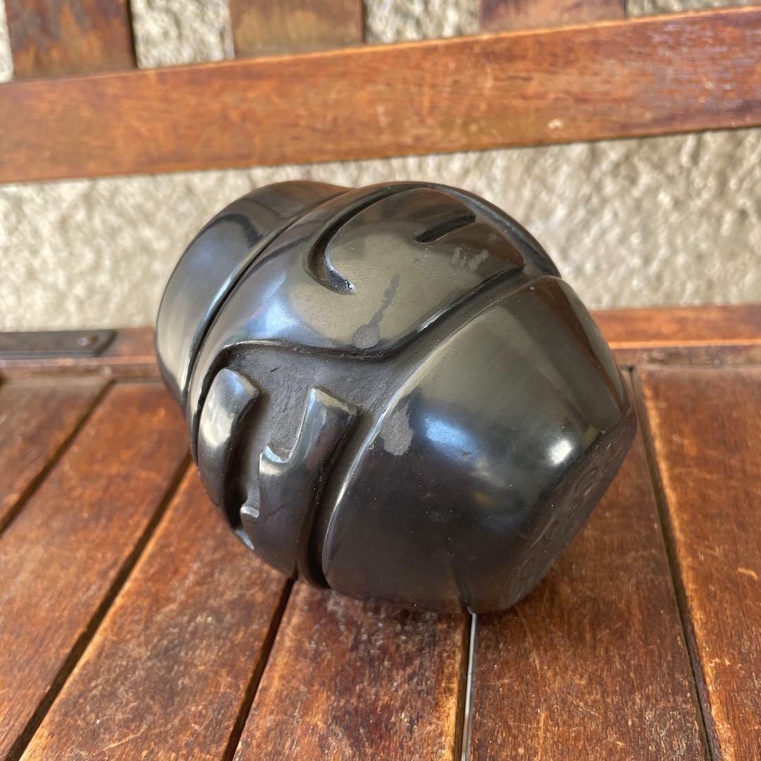 希少品！ネイティブ　サンタクララ黒壷　プエブロアメリカアンティーク　インディアン