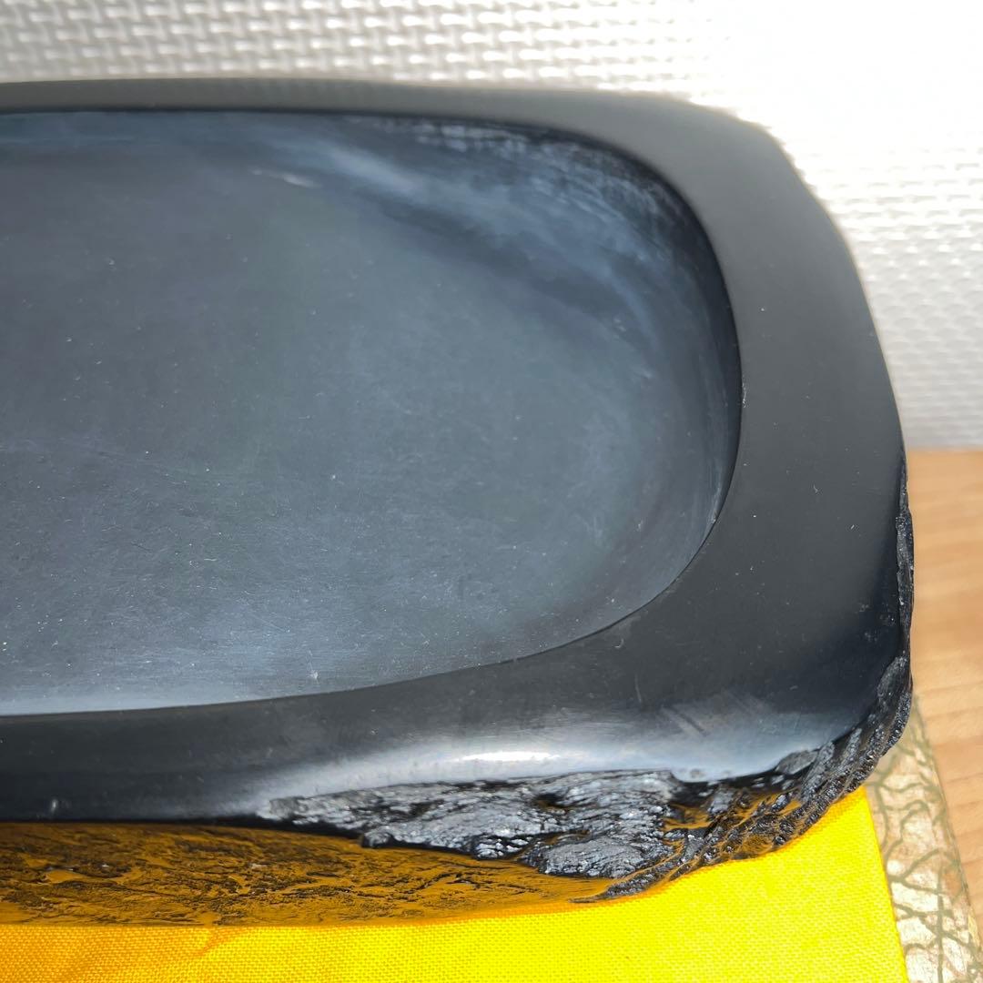 ⭕️雨端硯　文明堂製　鰍沢　甲州銘石　自然硯　1.8Kg 超　四六寸大　石紋綺麗