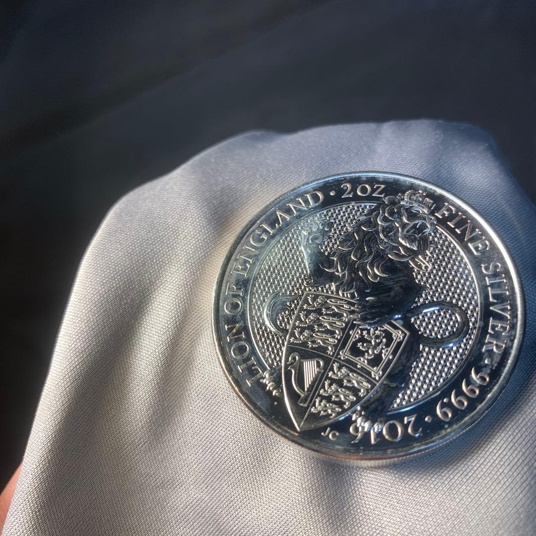 S4 純銀貨 2オンス クイーンズビースト　2016 ライオン・イングランド