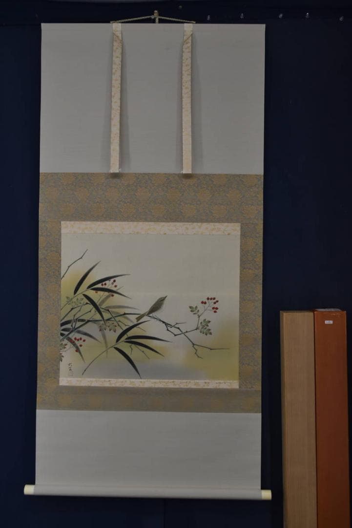 【真作】横山大玄/花鳥図/横物/掛軸/名家伝来/AA-252