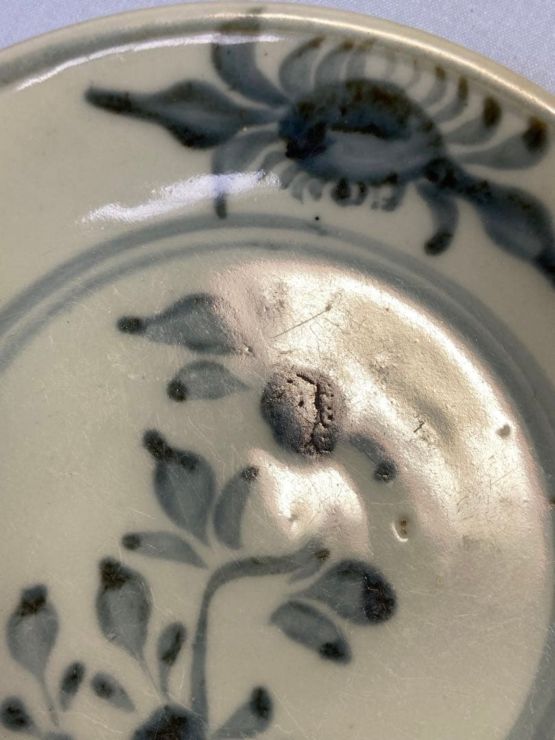 1114中国　清時代　染付花紋中皿①　送料込み1115