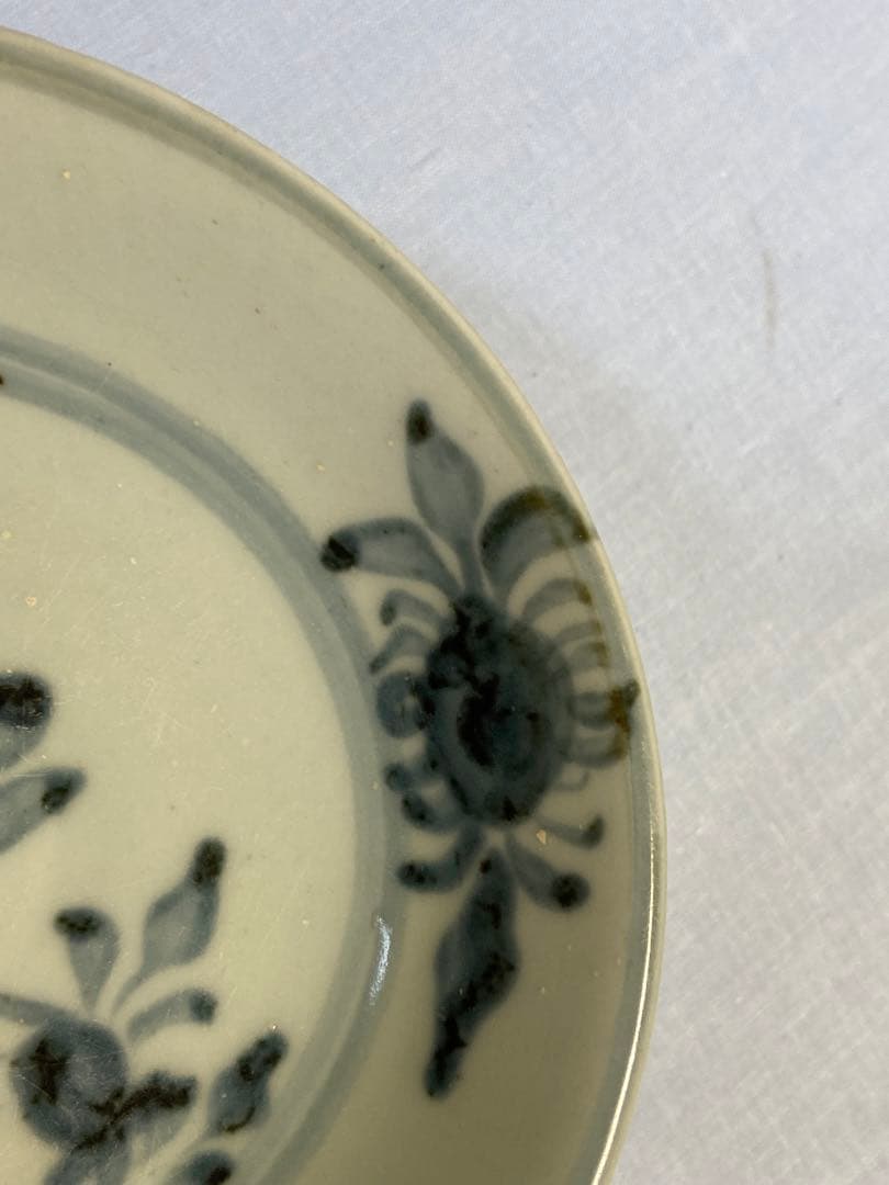 1114中国　清時代　染付花紋中皿①　送料込み1115