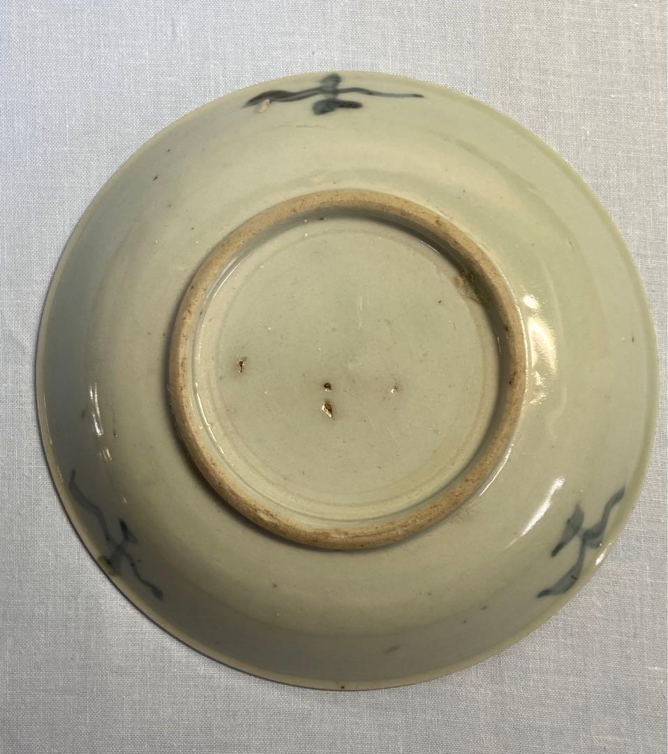 1114中国　清時代　染付花紋中皿①　送料込み1115