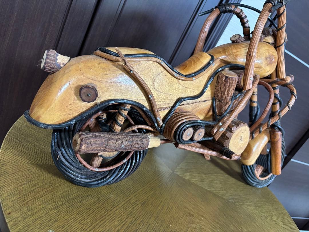 木製バイク置物　天然木　装飾品コレクターズアイテム　ハーレーダビットソン70cm