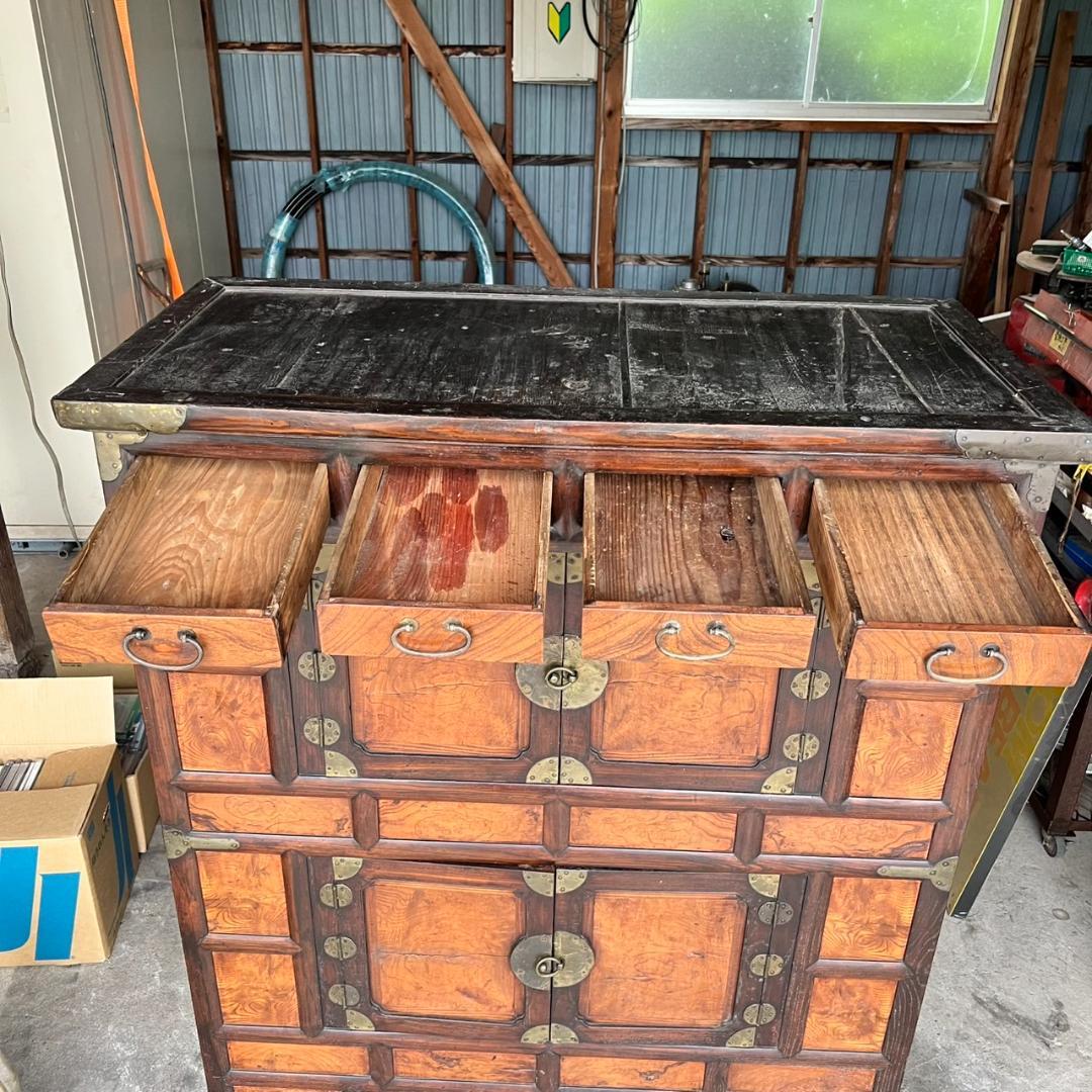 【珍品】　李朝　箪笥　タンス　時代物　現状品　【たのメル便♪】