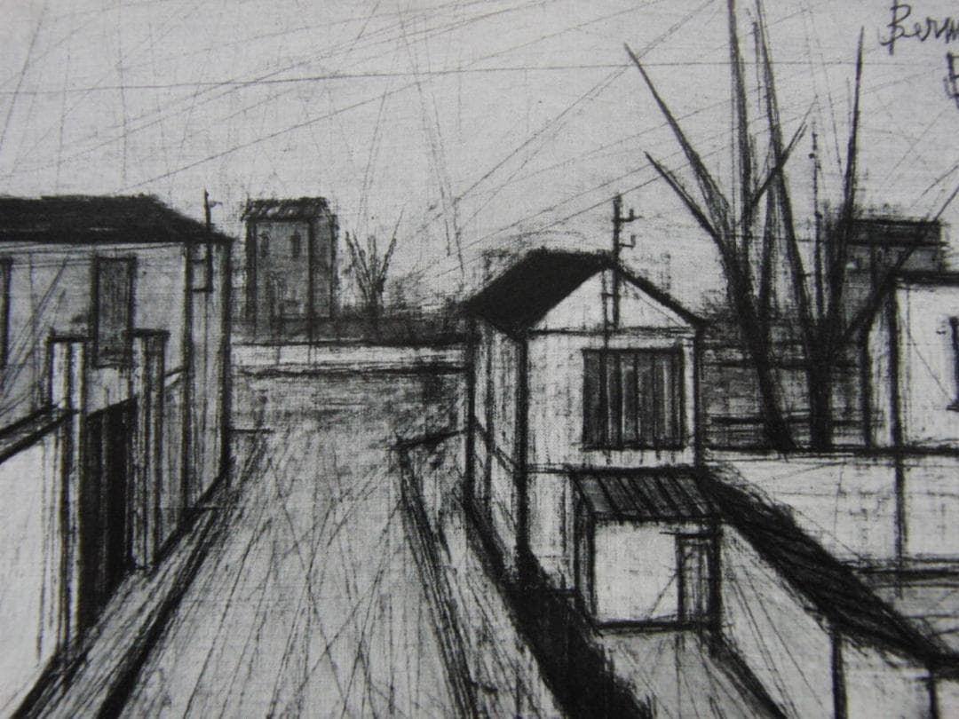 ベルナール・ビュッフェ、「Banlieue」、希少画集の額装画、人気作品