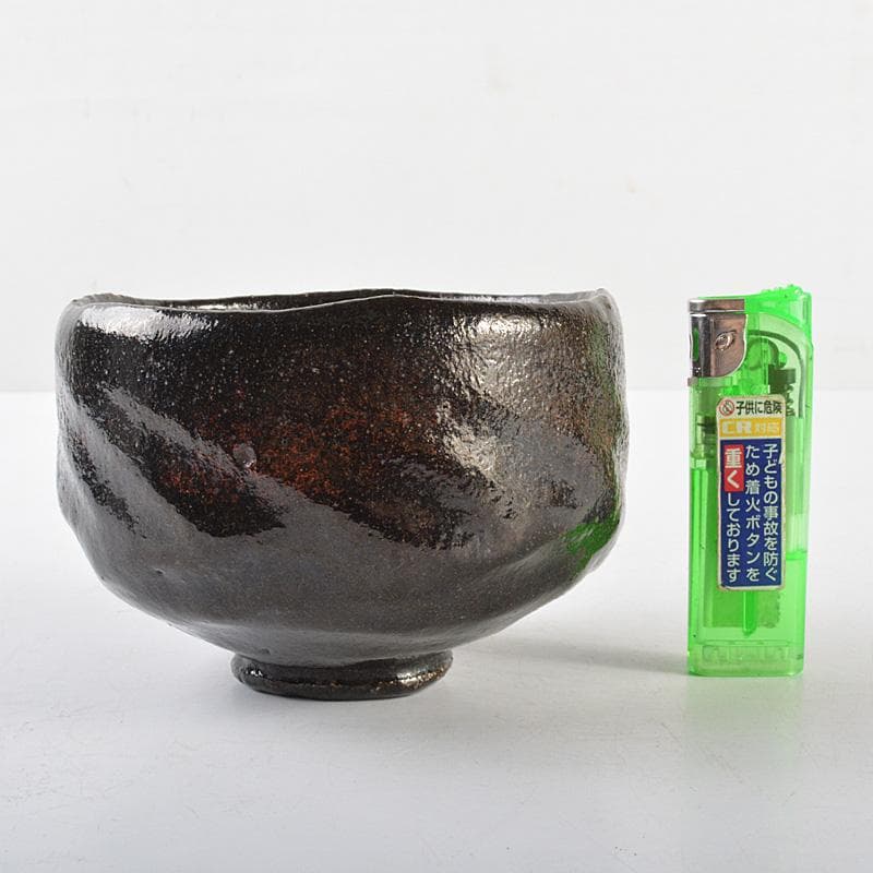 茶道具　楽吉左衛門　黒楽茶碗　在銘　V　R6277