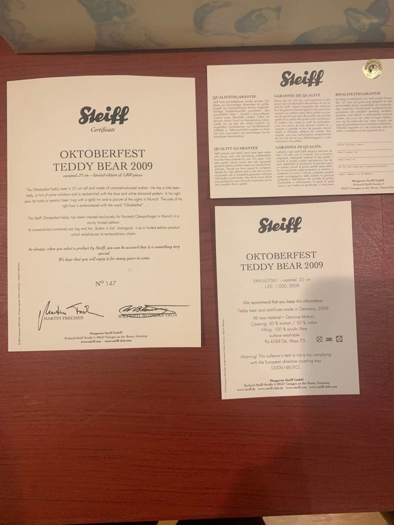 steiff テディーベアー　限定品　25センチ