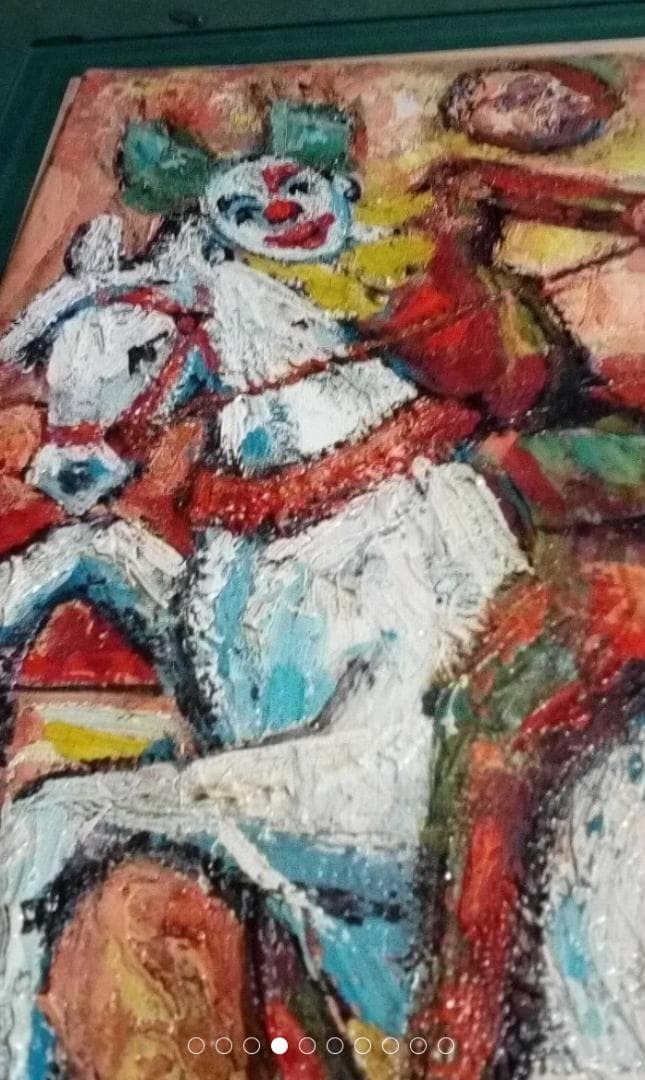 巨匠アンリ·ダンティ真作馬に乗るピエロ油彩変形20号ピカソですアトリエに住んだ