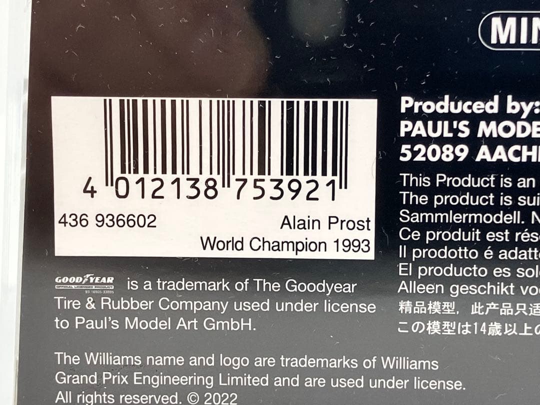 ★ウィリアムズ ルノー FW15C★A.プロスト★1/43★キャメル タバコ仕様