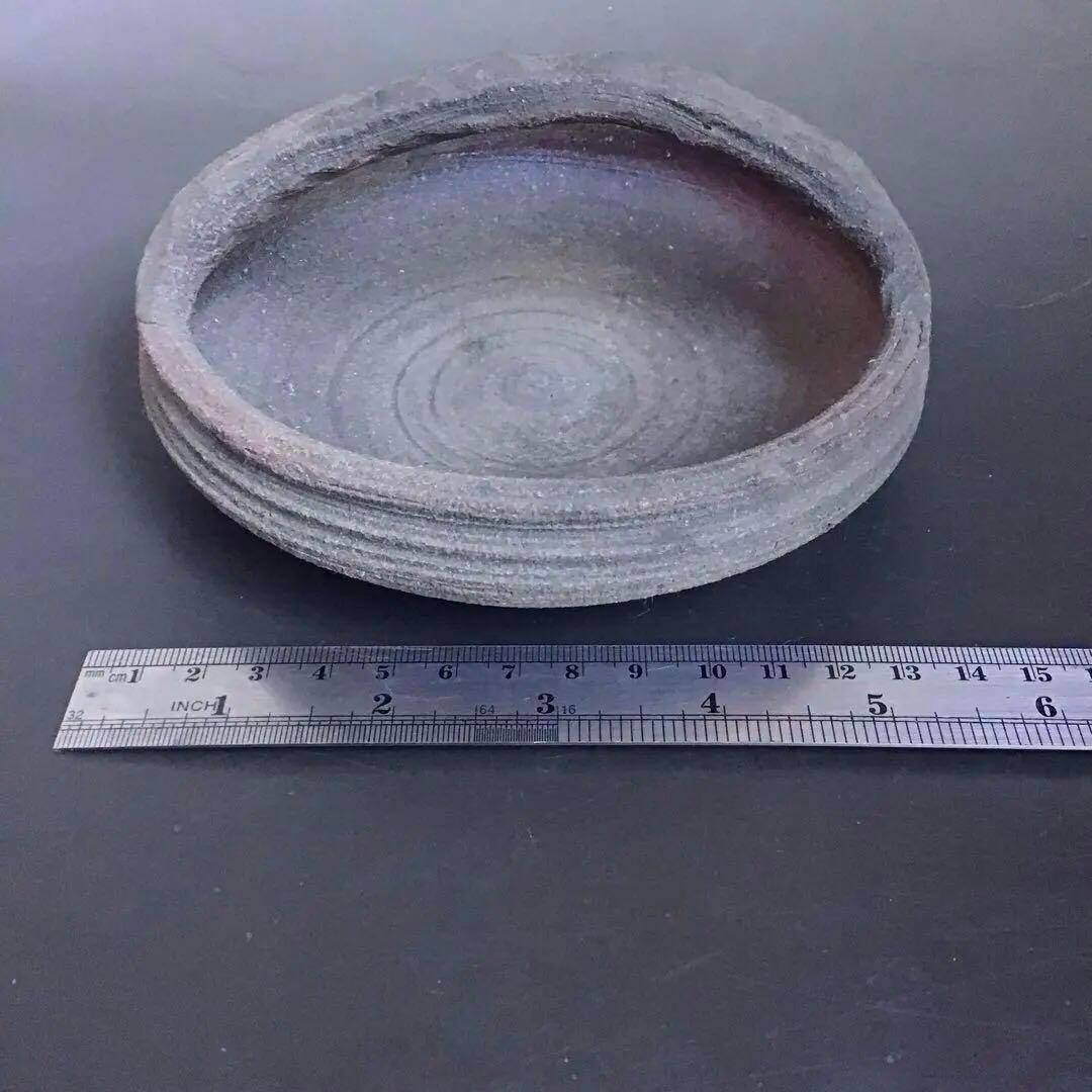 素焼き手鉢　手付き菓子鉢　茶道　骨董品　アンティーク　焼締