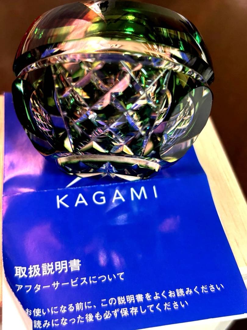 KAGAMI クリスタル時計 グリーン 時計 クロック 置物 インテリア