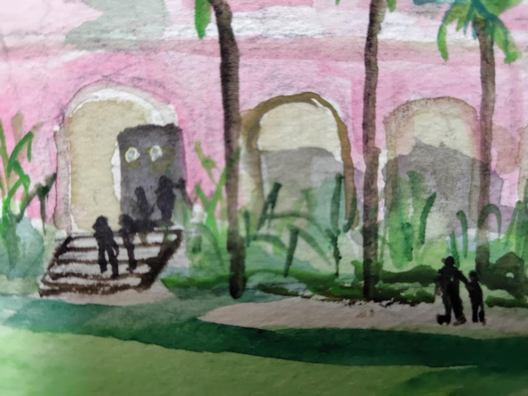 水彩画 　　ワイキキ　ロイヤルハワイアンホテル