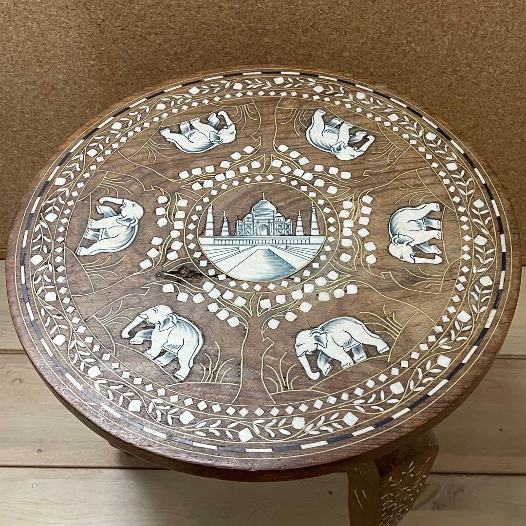 アンティーク　花台　タージマハル　猫足　アジアン