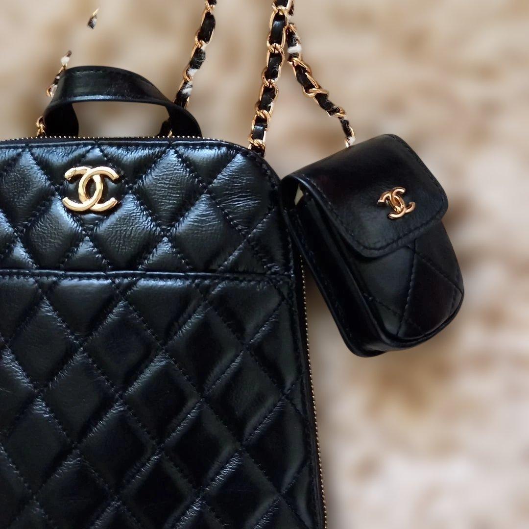シャネル ♡ノベルティ ♡ブラック リュック バッグ ♡チェーン♡ミニバッグ付