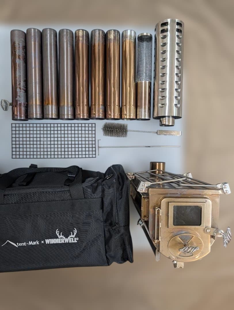 テンマクデザイン ウッドストーブサイドヴュー 旧Ｍサイズ（煙突Φ63mm）セット