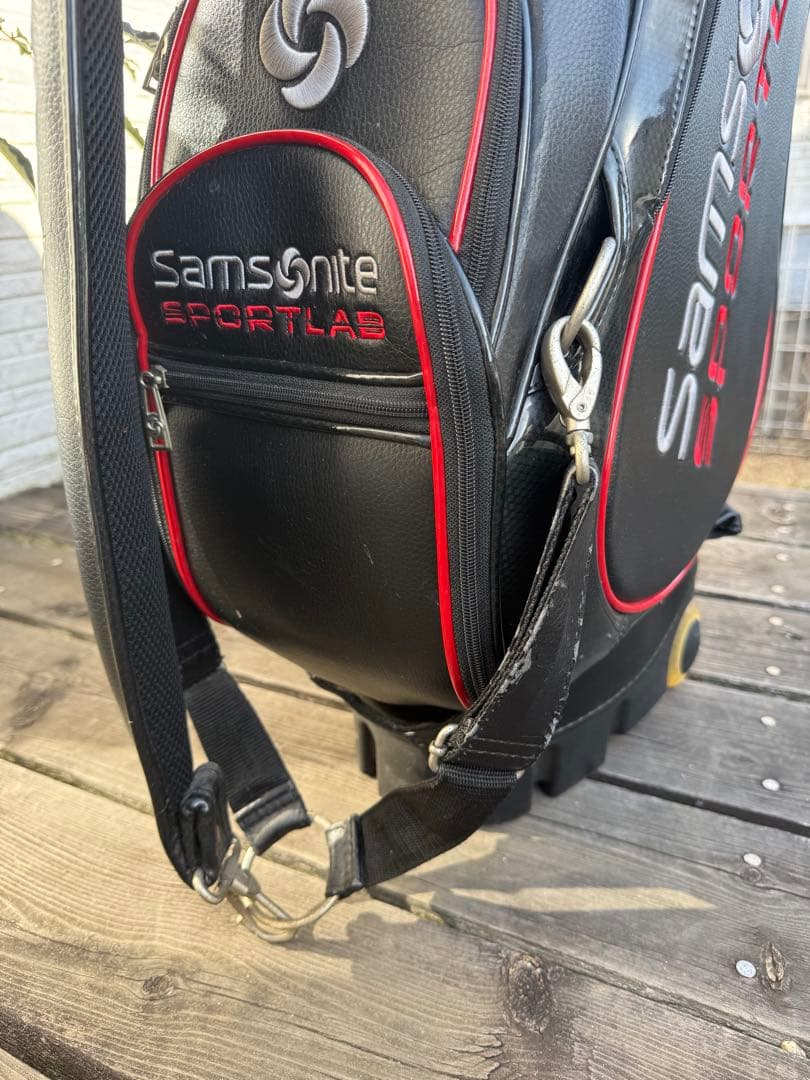 サムソナイト　キャディバッグ キャスター付 ブラック ゴルフバッグ キャリー付