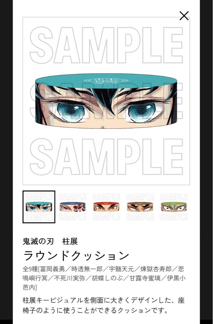 鬼滅の刃 柱展 ラウンドクッション 全９種