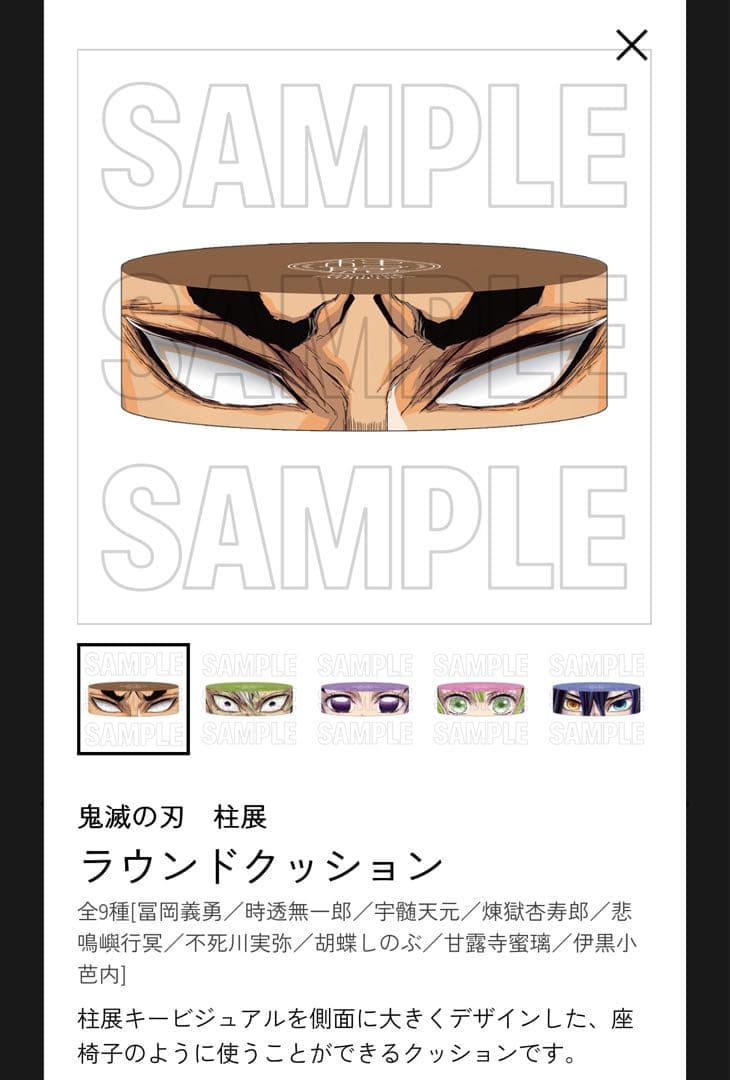 鬼滅の刃 柱展 ラウンドクッション 全９種