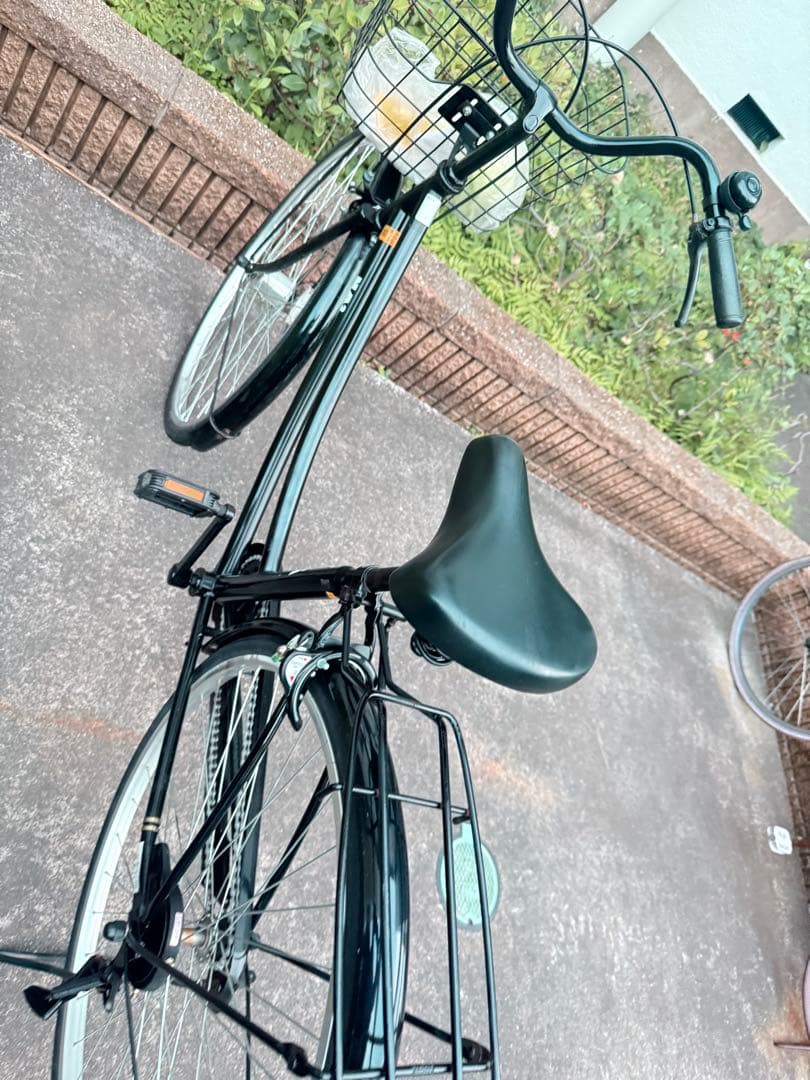 シティサイクル ブラック 前面バスケット付き