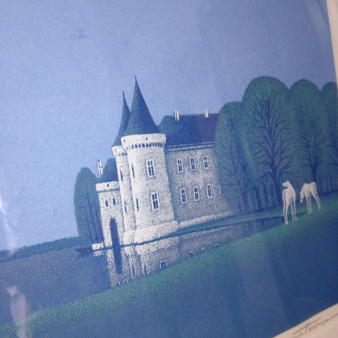 【美品】松浦敬文 　「水辺の城」　シルクスクリーン 版画　リトグラフ　特注額装